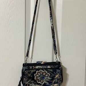 Vera Bradley Navy and Brown Floral Crossbody Bag